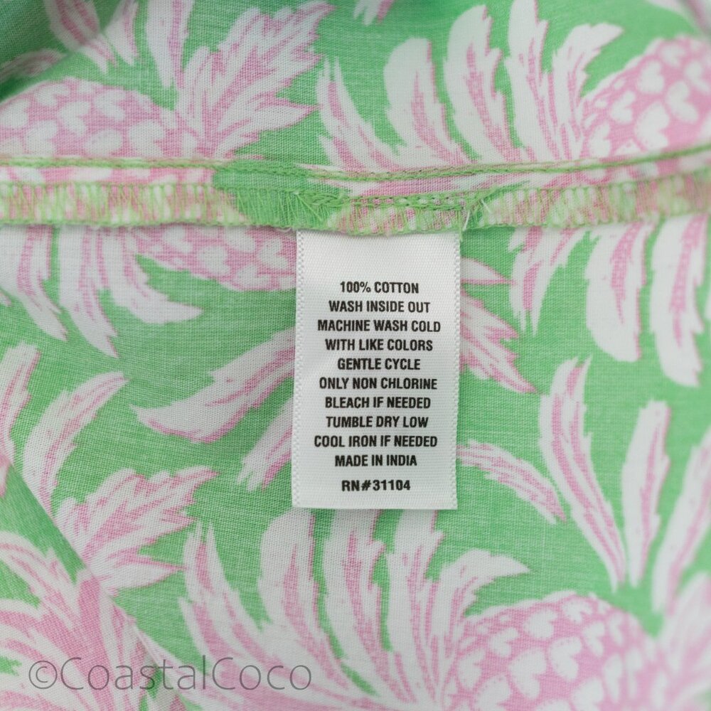 Crown & Ivy Pineapple Button Down L Shirt 100% Cotton Tropical Vacation Coastal - Picture 8 of 12